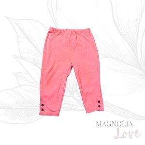 🧵 Carter’s Bright Pink Baby Pants w/ Black Button Detail 12M